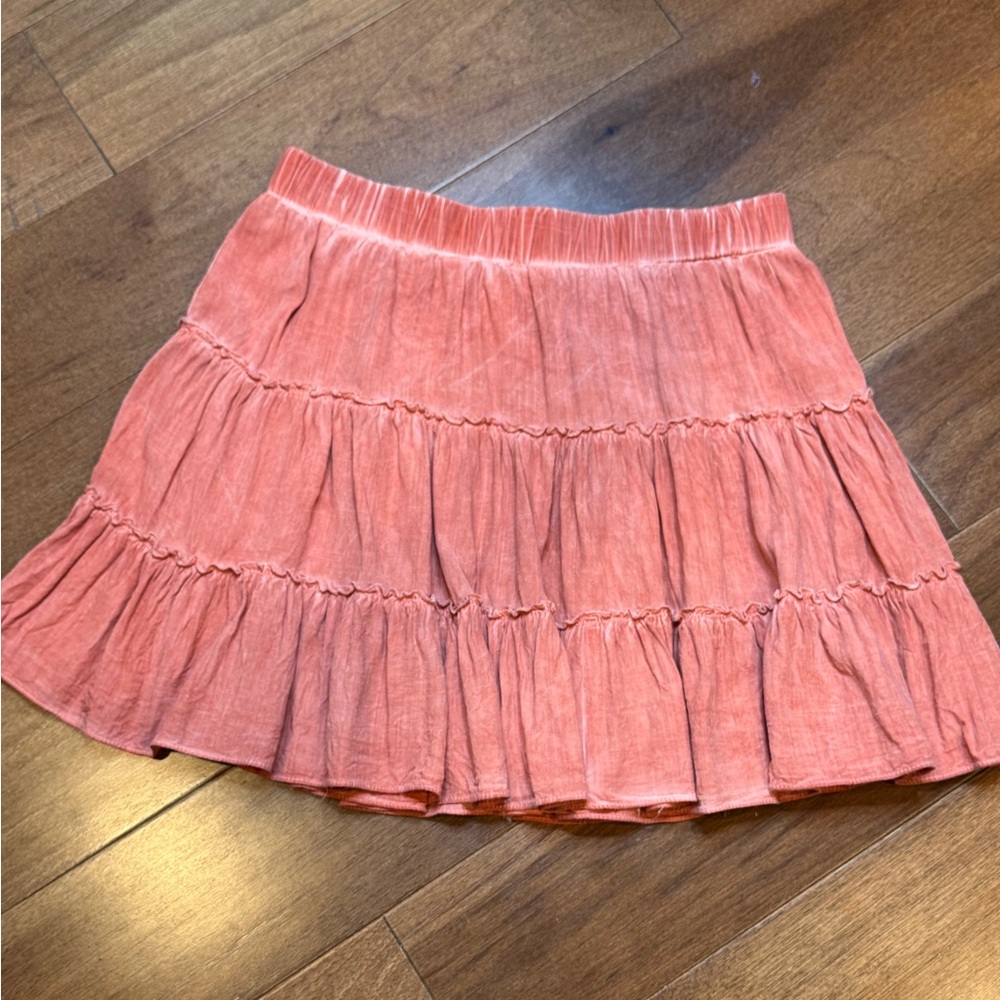 UMGEE USA Washed Out Orange Tiered Skirt
